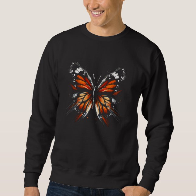 Moletom Monarch Butterfly Paint Brush Art Women Girls Kids (Frente)