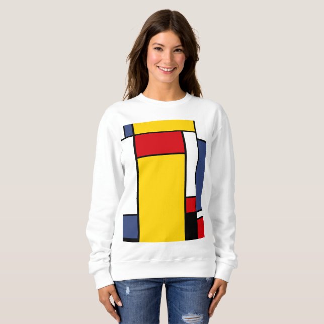 Moletom Mondrian Inspirou Arte de Estilo Geométrico Modern (Frente Completa)