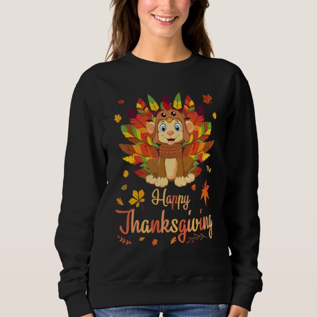 Moletom Monkey Turkey Costume Heart Happy Thanksgiving Dad (Frente)