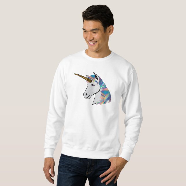 Moletom monocórnio holográfico mens sweatshirt (Frente Completa)