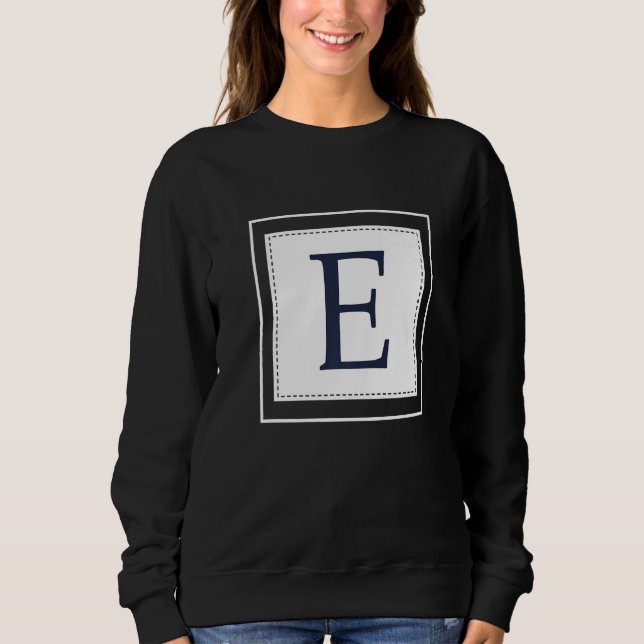 Moletom Monogram Letter E Alphabet E Initial Navy Blue   (Frente)