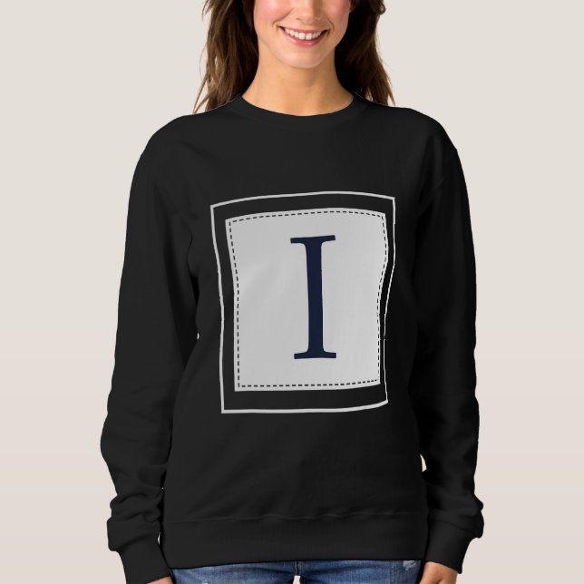 Moletom Monogram Letter I Alphabet I Initial Navy Blue (Frente)