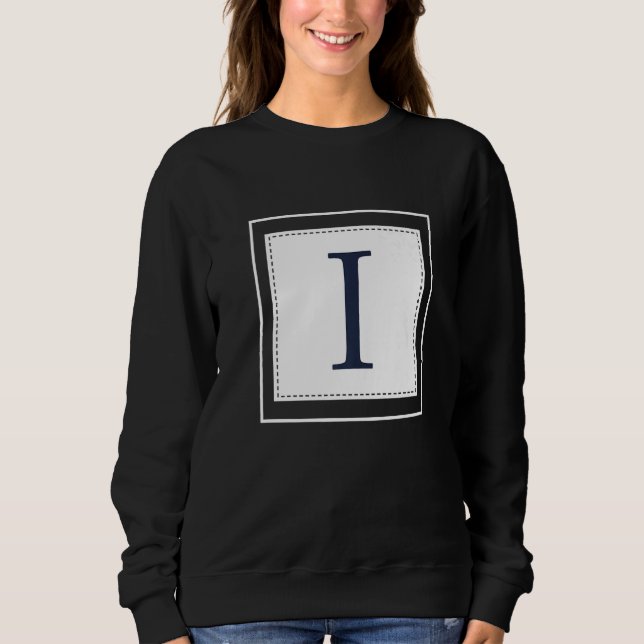 Moletom Monogram Letter I Alphabet I Initial Navy Blue   (Frente)