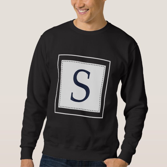 Moletom Monogram Letter S Alphabet S Initial Navy Blue (Frente)