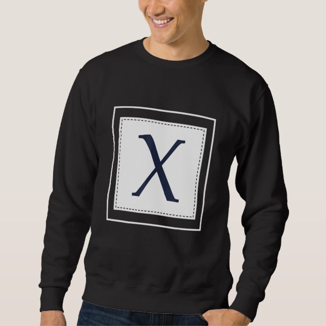 Moletom Monogram Letter X Alphabet X Initial Navy Blue (Frente)
