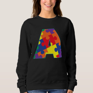 Moletom Monograma A em Peças de Puzzle Multicoloridas