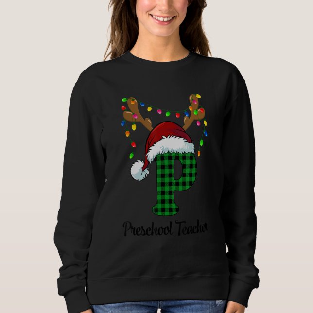 Moletom Monogramm Alphabet Preschool Teacher Christmas Rei (Frente)