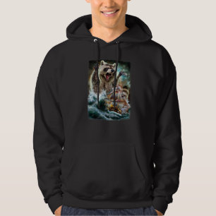 Moletom Monster Raccoon Como Kraken Ataca Um Navio De Guer