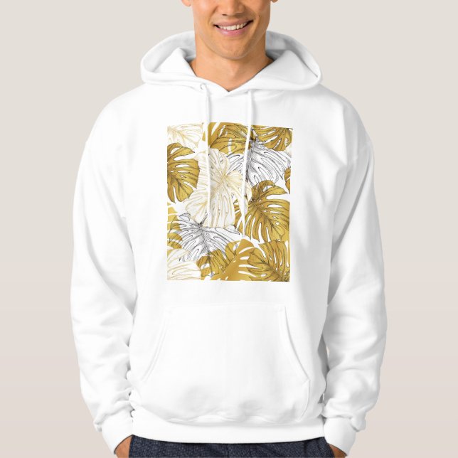 Moletom Monstera Leaves: Ouro Branco (Frente)