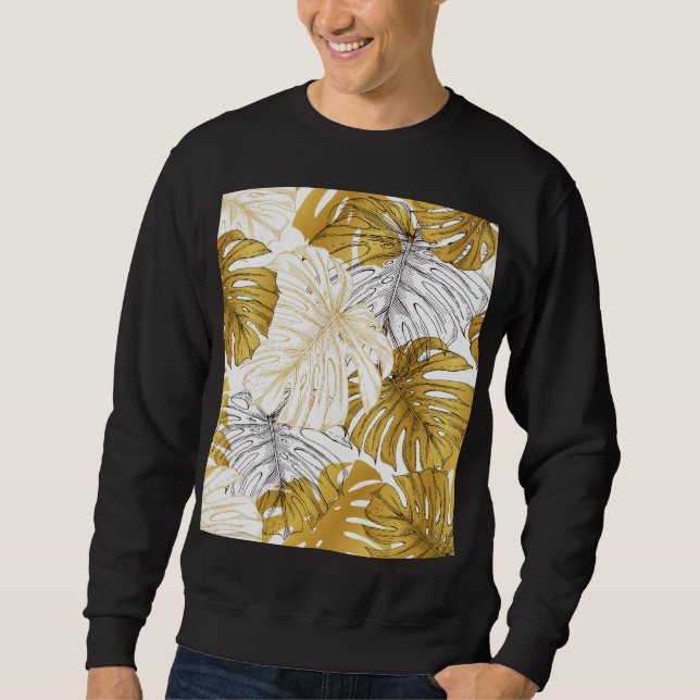 Moletom Monstera Leaves: Ouro Branco (Frente)