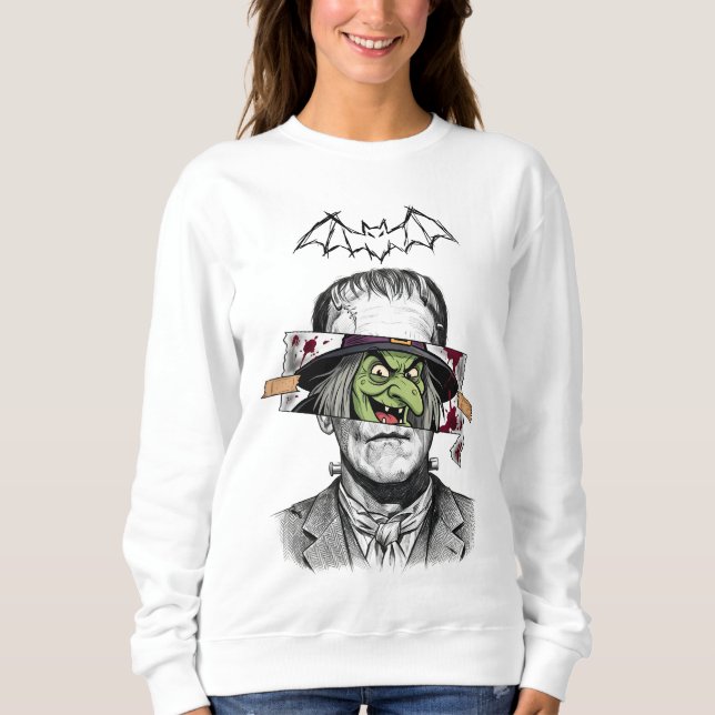 Moletom Monstro de Frankenstein Encontra Bruxa Má | Vintag (Frente)