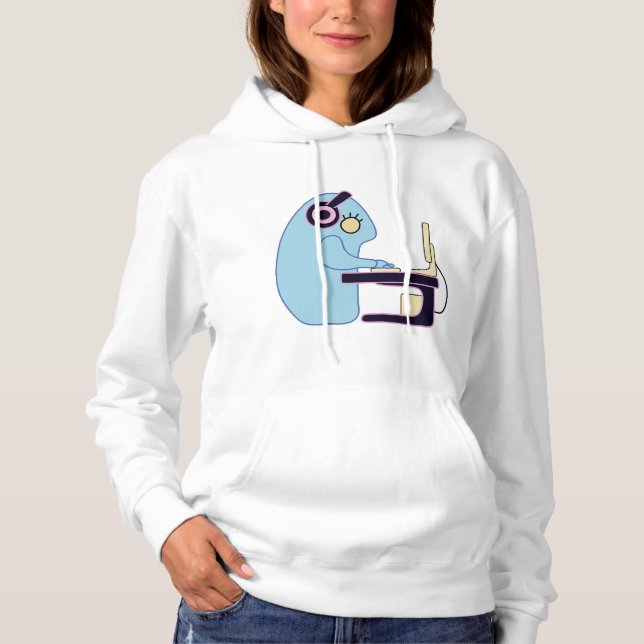 Moletom Monstro de programação azul fofa feminino (Frente)