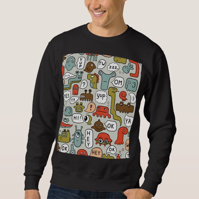 Moletom Monstros de Cartoons Bonitos: Fundo Ininterrupto (Frente)