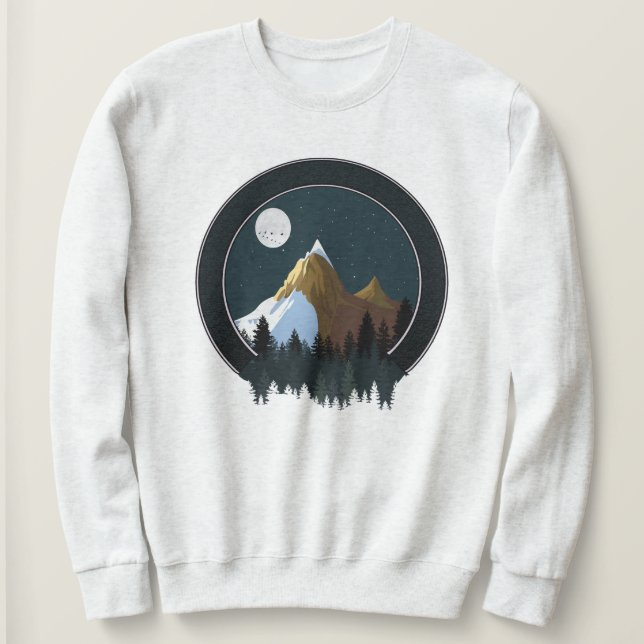 Moletom Montanhas Forest Moon Stars Ver Lua Céu (Frente do Design)