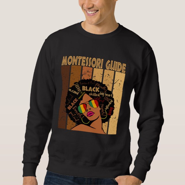Moletom Montessori Guide Afro African American Black Histo (Frente)