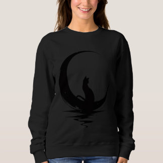 Moletom Moon Cat T-Shirt – Witchy Celestial Black Cat Grap