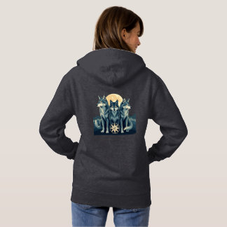 Moletom Moonlit Wolf Pack Guardians | Mystical Compass Art