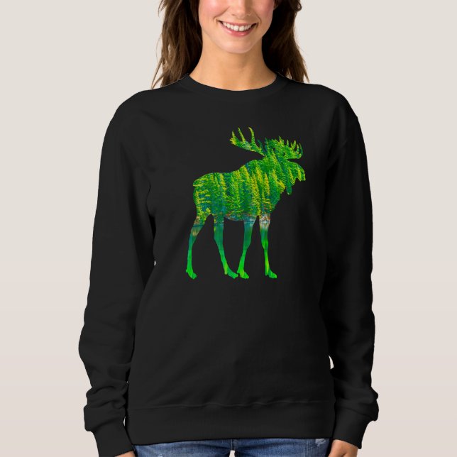Moletom Moose Deer Reindeer Animal Motif Floresta Selvagem (Frente)