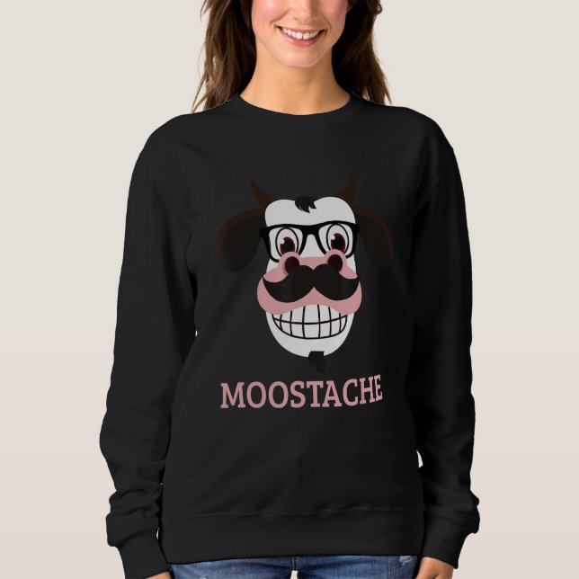 Moletom Moostache Funny Cow Mustache Farm Animal Pun (Frente)