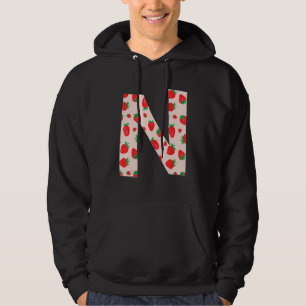 Moletom Morango Rosa Funny Monograma Inicial Letra N Gi
