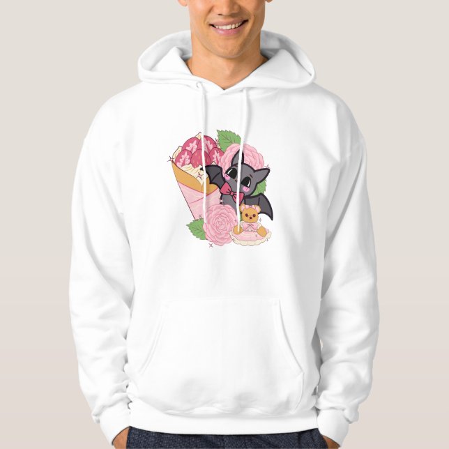 Moletom Morcego Kawaii, Crepe de Morango e Urso de Pelúcia (Frente)