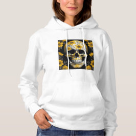 Moletom Morto 3D Floral Amarelo Caveira com flores amarela