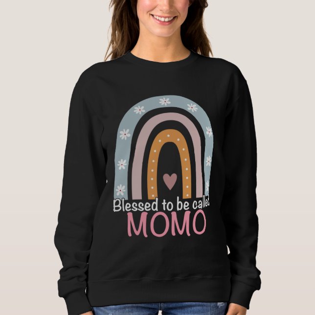 Moletom Mothers Day Blessed To Be Called Momo Rainbow Momo (Frente)