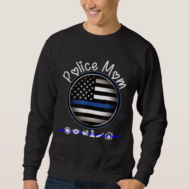 Moletom Mothers Day for Cute Police Mom Flag Graphic Plus  (Frente)