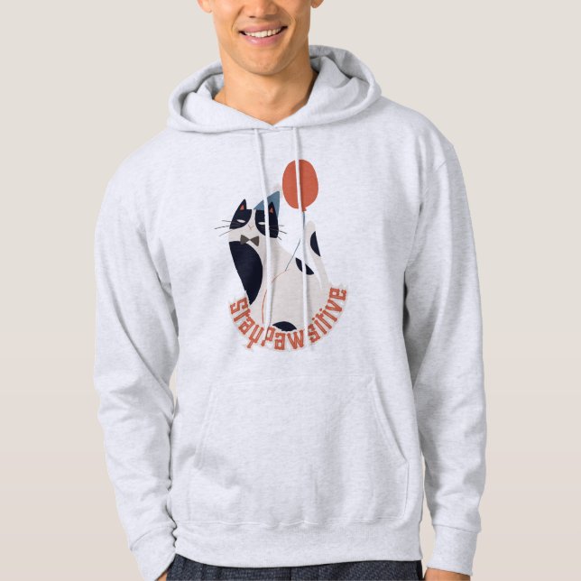 Moletom Motivational Cat Pun Stay Pawsitive Gift Hoodie (Frente)