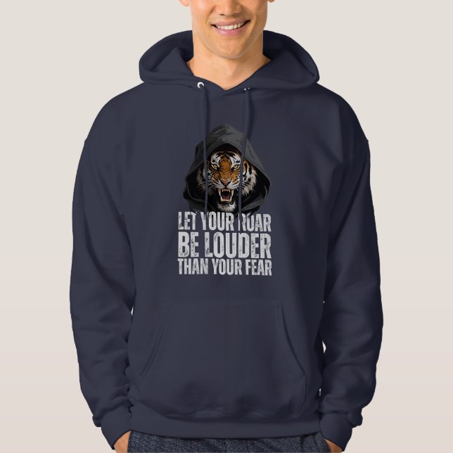 Moletom Motivational Roaring Tiger Courage Quote (Frente)
