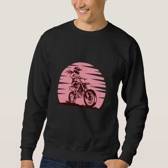 Moletom Motocross Girl Retro Vintage Rosa (Frente)