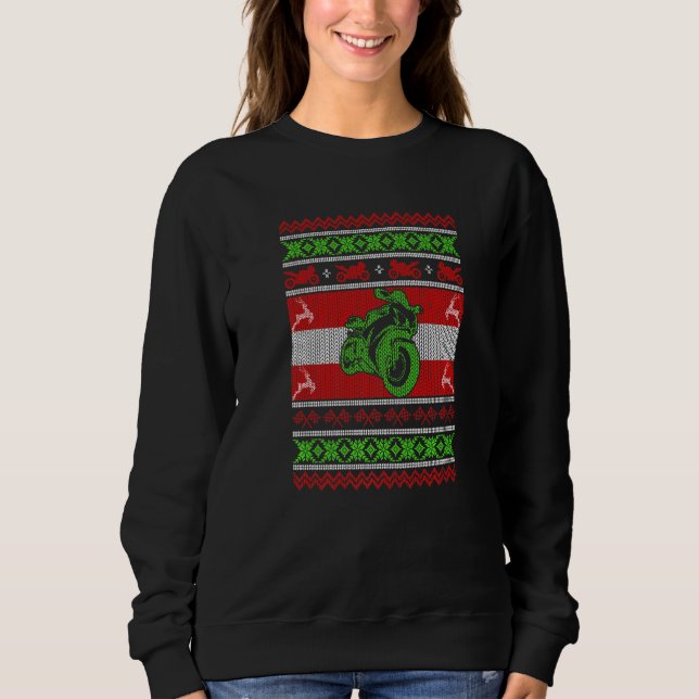 Moletom Motorcycle Rider Ugly Christmas Sweater (Frente)