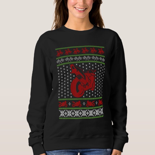 Moletom Motorcycle Rider Ugly Christmas Sweater (Frente)