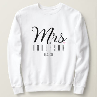 Moletom Mrs Modern Script Custom Wedding Date Newlywed 