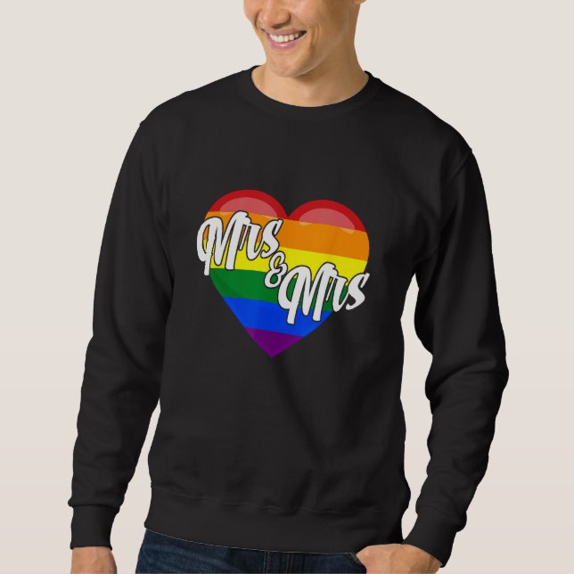 Moletom Mrs & Mrs Lesbian Gay LGBTQ Pride Month Support Gr (Frente)