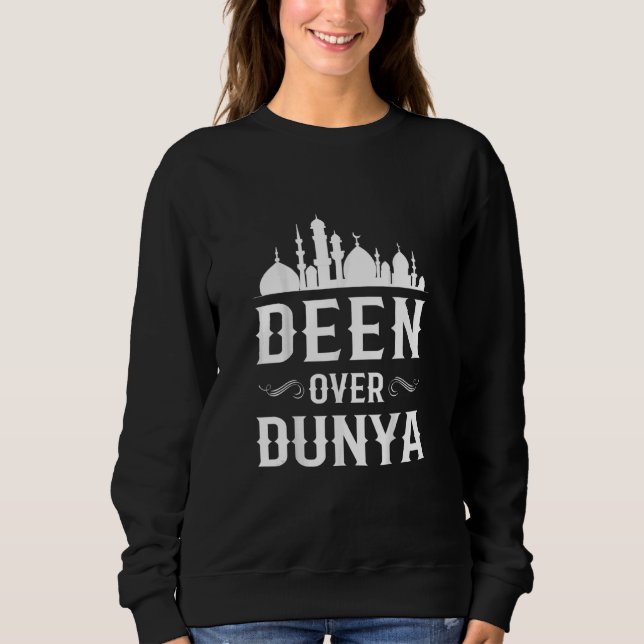 Moletom Muçulmano Islâmico Deen Over Dunya (Frente)