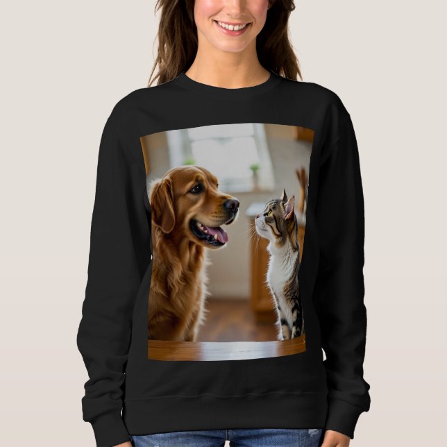Moletom Muito bonito gato e cachorro design em Tshirt  (Frente)