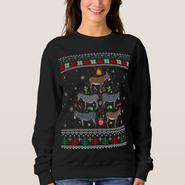 Moletom Mule Donkey Enfeites de natal Tree Funny Gift Ugl (Frente)