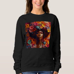 Moletom Mulher Afro Floral Rainha Negra Melanina Pino Infl