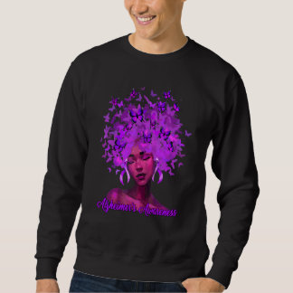 Moletom Mulher Afro Negra Laço Roxo Alzheimer