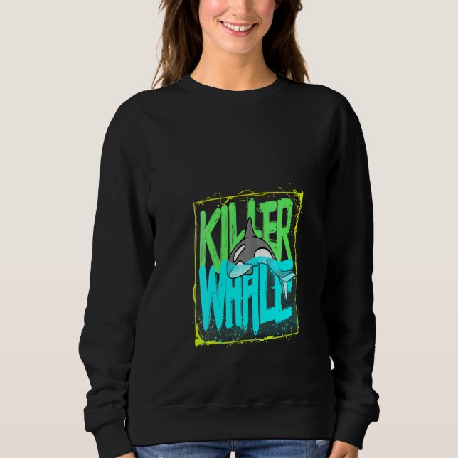 Moletom Mulher Assassina Oceano Orcas V-Neck (Frente)