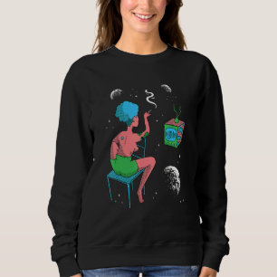 Moletom Mulher Assistindo Tv Astronauta Astral Cósmico Par