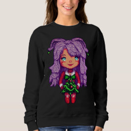 Moletom Mulher básica Camisola roxa menina de cabelo roxo