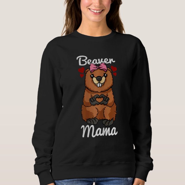 Moletom Mulher: "Beaver Mama Finger Heart Beaver" (Frente)