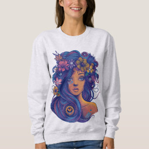 Moletom Mulher Boho Fantasy com Cabelo Floral