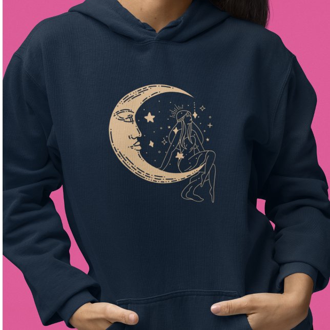 Moletom Mulher celestial lua e estrelas,boho,ouro elegante (Criador carregado)