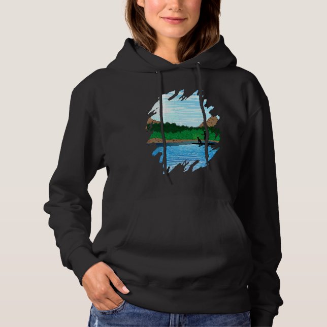 Moletom Mulher com cachorro fazendo paddleboard no lago (Frente)