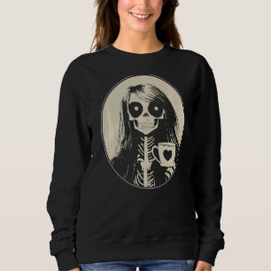Moletom Mulher do esqueleto gótico com café Mug Premium