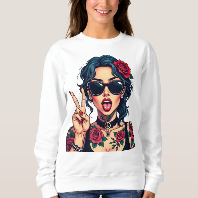 Moletom Mulher Edgy com Rosas, presente para ela (Frente)
