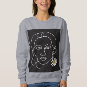 Moletom Mulher Enigmática - Design de arte de linha